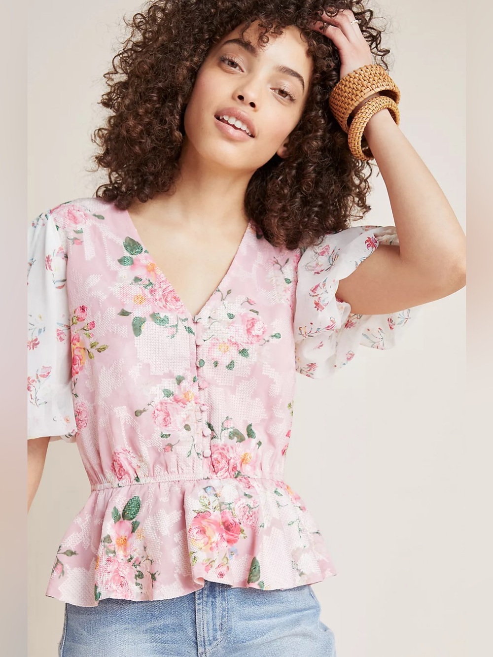 Anthropologie Hemant & Nandita Rose Garden Blouse